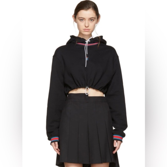 Opening Ceremony Tops - Opening Ceremony Ringer Cropped Black Textured Fabric XS